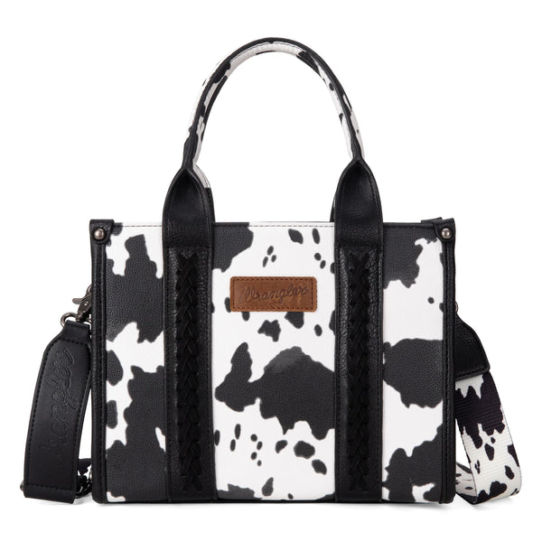 WG133-8120S Wrangler Cow Print Concealed Carry Tote/Crossbody - Black