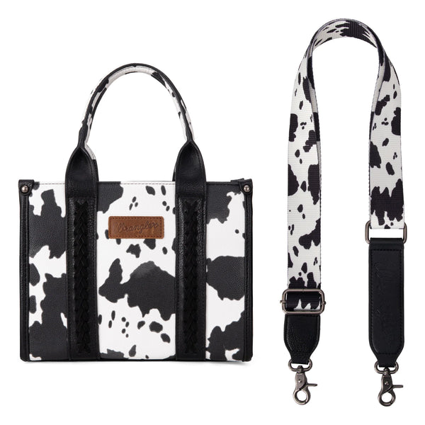 WG133-8120S Wrangler Cow Print Concealed Carry Tote/Crossbody - Black