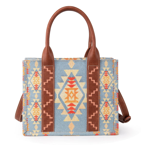 WG2202-8120S Wrangler Southwestern Print Small Canvas Tote/Crossbody - Jean