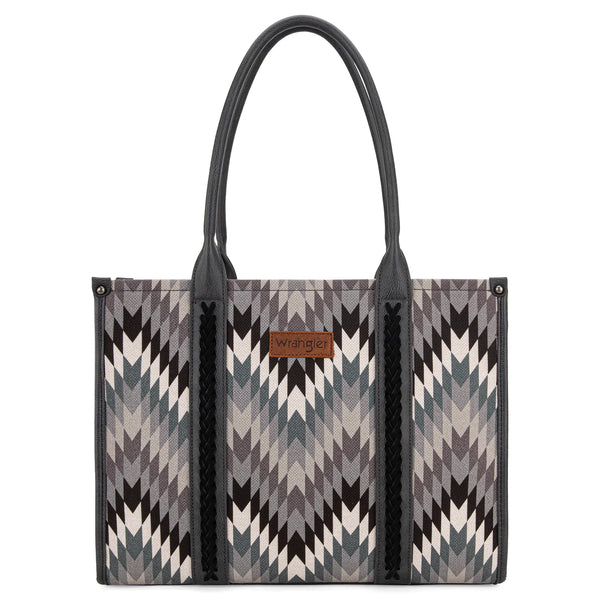 WG2211-8119 Wrangler Southwestern Pattern Dual Sided Print Concealed Carry Wide Tote - Grey