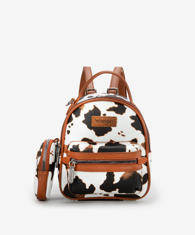 Wrangler Cow Print Mini Backpack W/ Coin Pouch - Brown WG133-8600