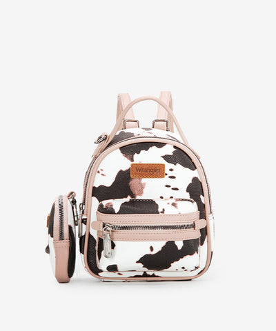 Wrangler Cow Print Mini Backpack W/ Coin Pouch - Pink WG133-8600